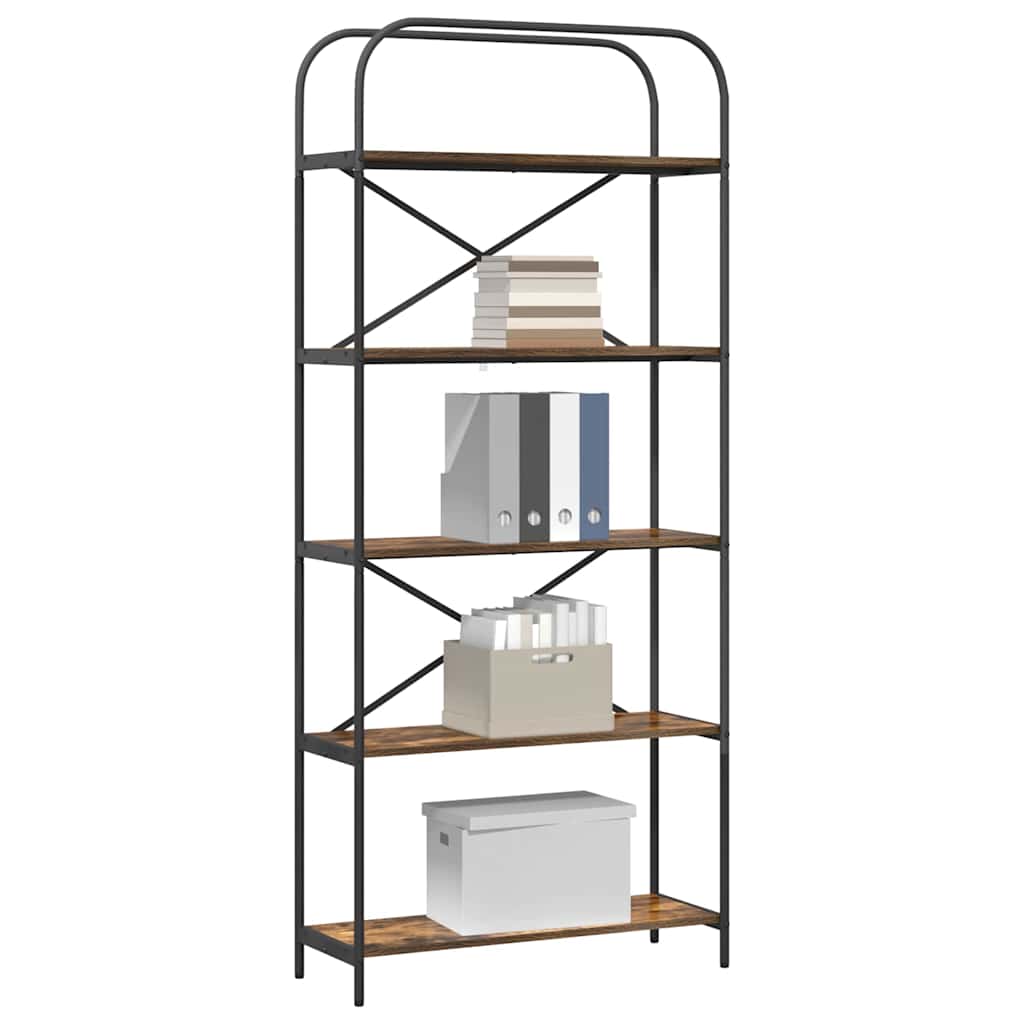 Bogreol Røget eg 80 x 30 x 183 cm Konstrueret træ billede