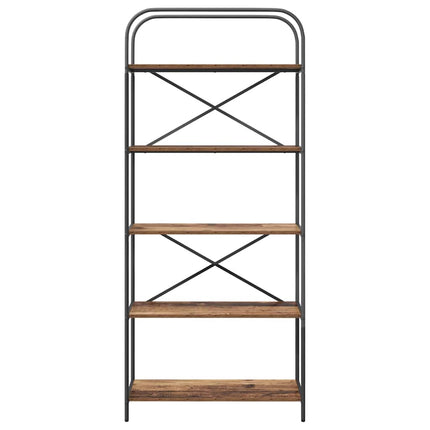 Bogreol 5 niveauer 80 x 30 x 183 cm Konstrueret træ Gammelt træ