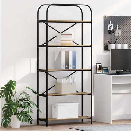 Bogreol 5 niveauer 80 x 30 x 183 cm Konstrueret træ