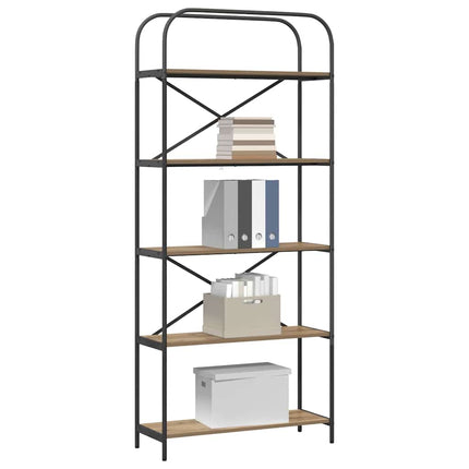 Bogreol 5 niveauer 80 x 30 x 183 cm Konstrueret træ
