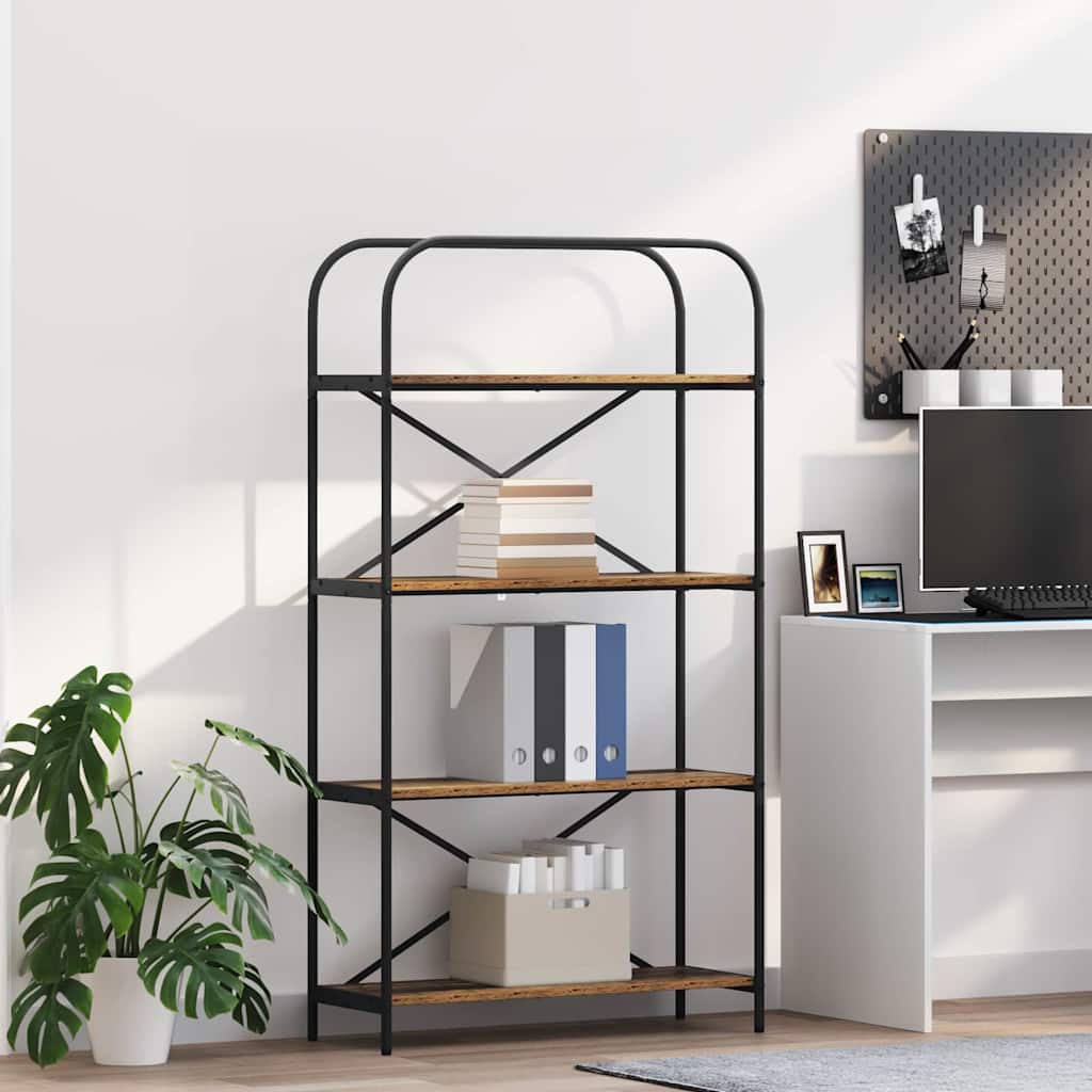 Bogreol i gammelt trælook - 80 × 30 × 146 cm, konstrueret træ