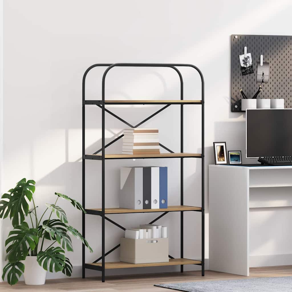 Bogreol i artisan egetræ - 80 × 30 × 146 cm, konstrueret træ
