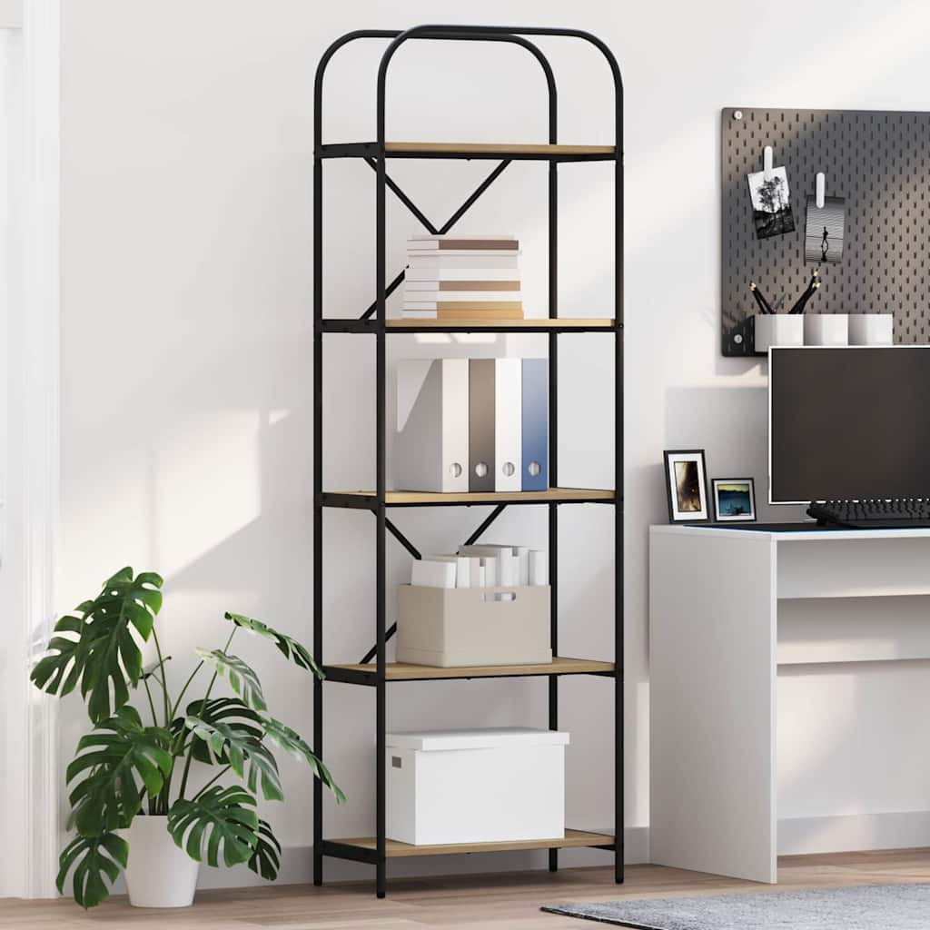 vidaXL Bogreol 5 niveauer 60 x 30 x 183 cm Konstrueret træ Sonoma eg