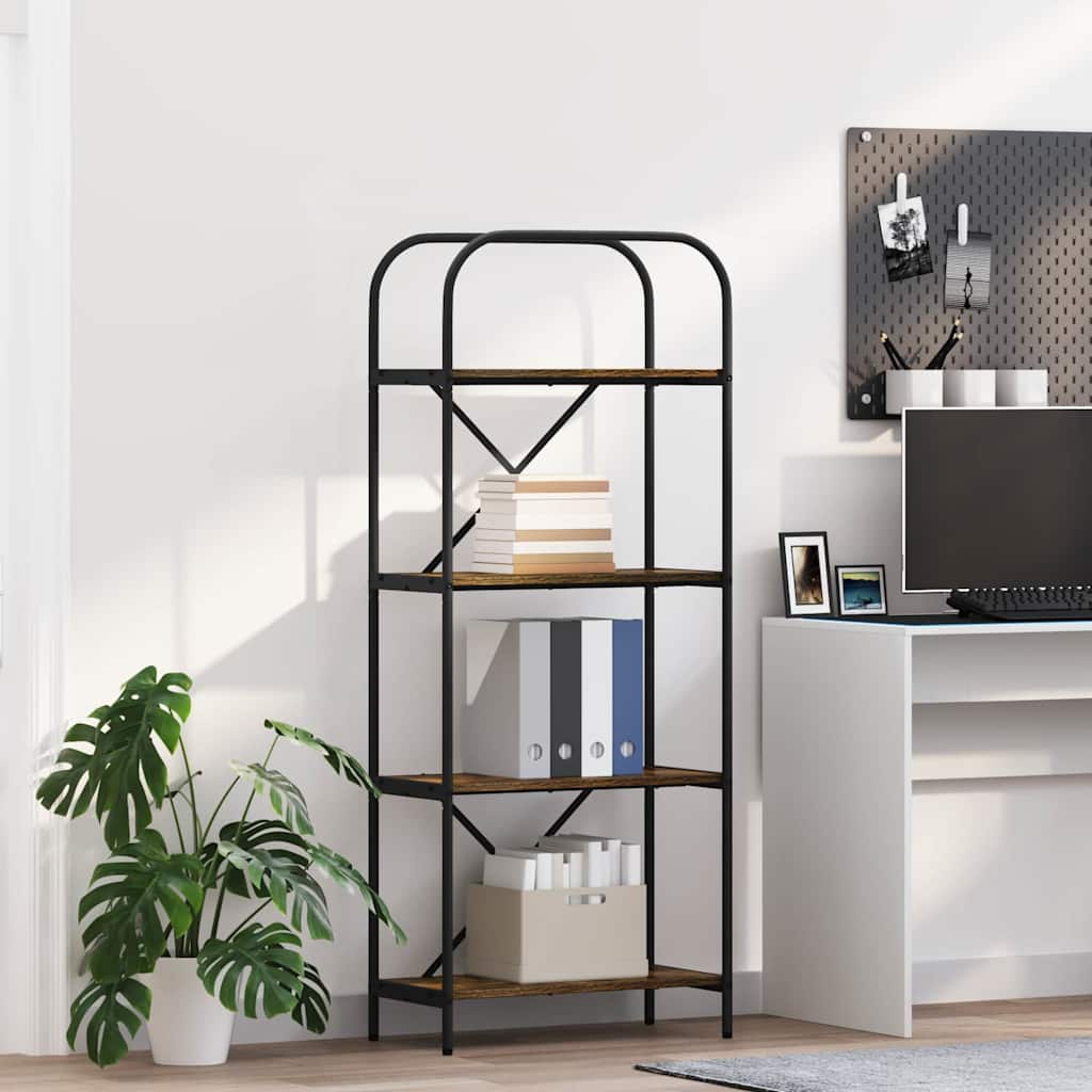 vidaXL Bogreol 4 niveauer 60 x 30 x 146 cm Konstrueret træ Røget eg