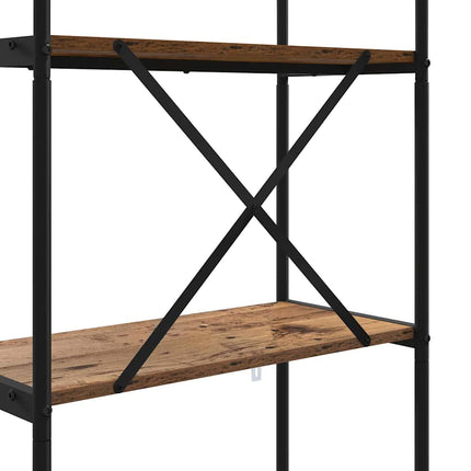 Bogreol 4 niveauer 60 x 30 x 146 cm Konstrueret træ Gammelt træ