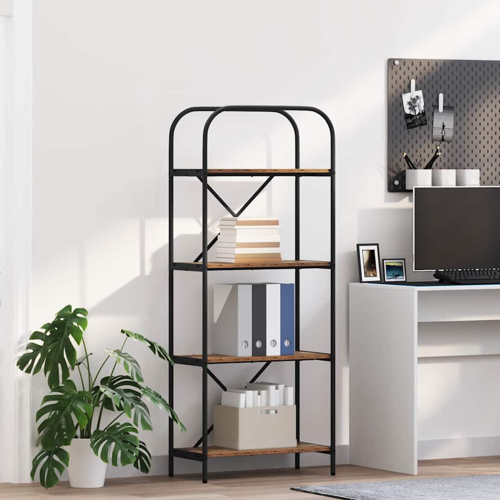 Bogreol i gammelt trælook 60 × 30 × 146 cm - konstrueret træ, 4 hylder