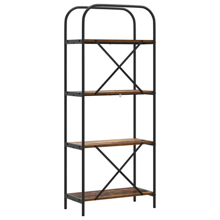 Bogreol 4 niveauer 60 x 30 x 146 cm Konstrueret træ Gammelt træ