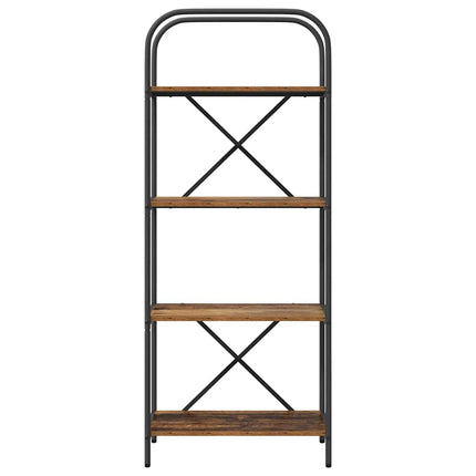 Bogreol 4 niveauer 60 x 30 x 146 cm Konstrueret træ Gammelt træ