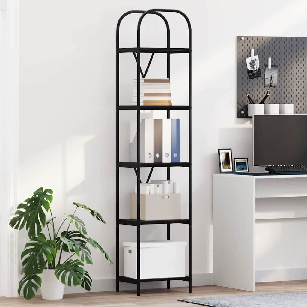 Bogreol i sort eg - 40 × 30 × 183 cm, konstrueret træ