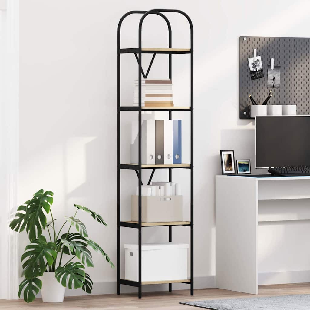 vidaXL Bogreol 5 niveauer 40 x 30 x 183 cm Konstrueret træ Sonoma eg