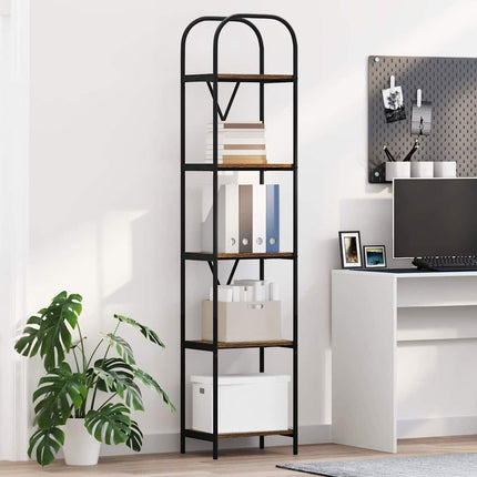 Bogreol 5 niveauer 40 x 30 x 183 cm Konstrueret træ Røget eg