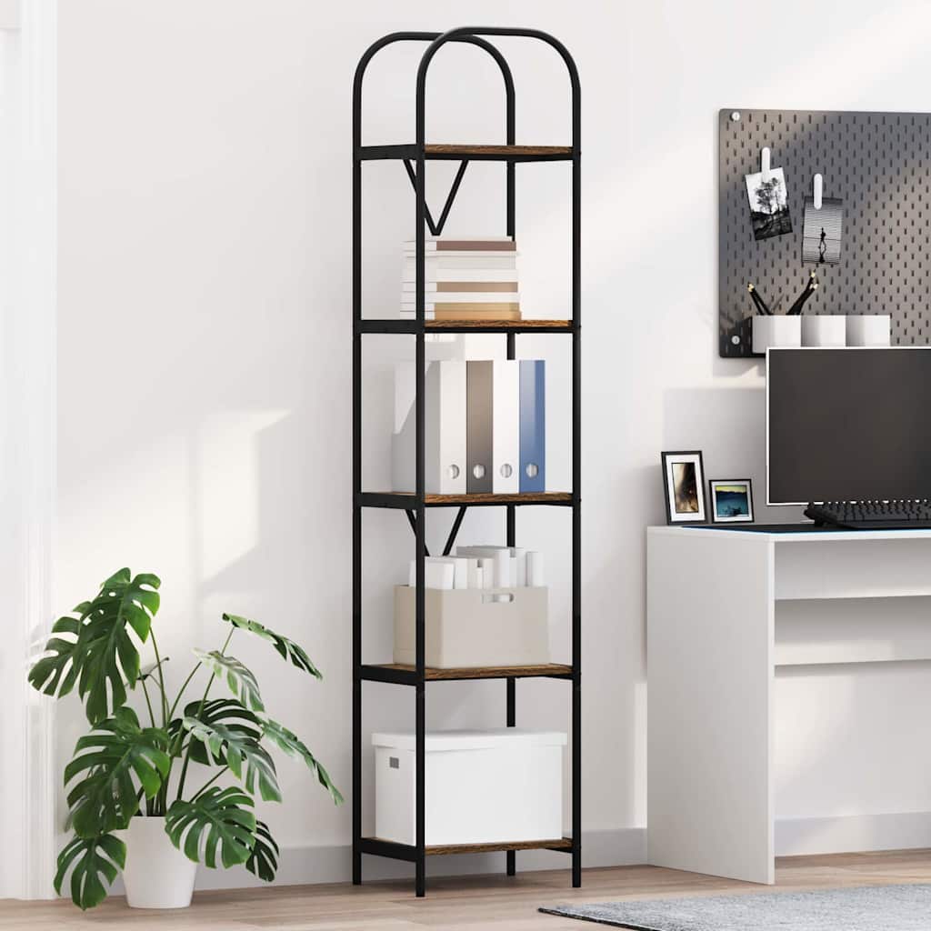 vidaXL Bogreol 5 niveauer 40 x 30 x 183 cm Konstrueret træ Røget eg