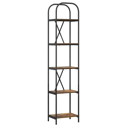 Bogreol 5 niveauer 40 x 30 x 183 cm Konstrueret træ Røget eg