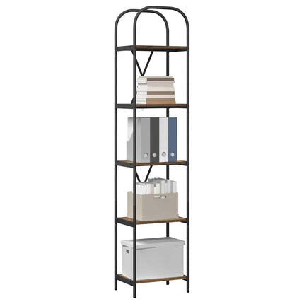 Bogreol 5 niveauer 40 x 30 x 183 cm Konstrueret træ Røget eg