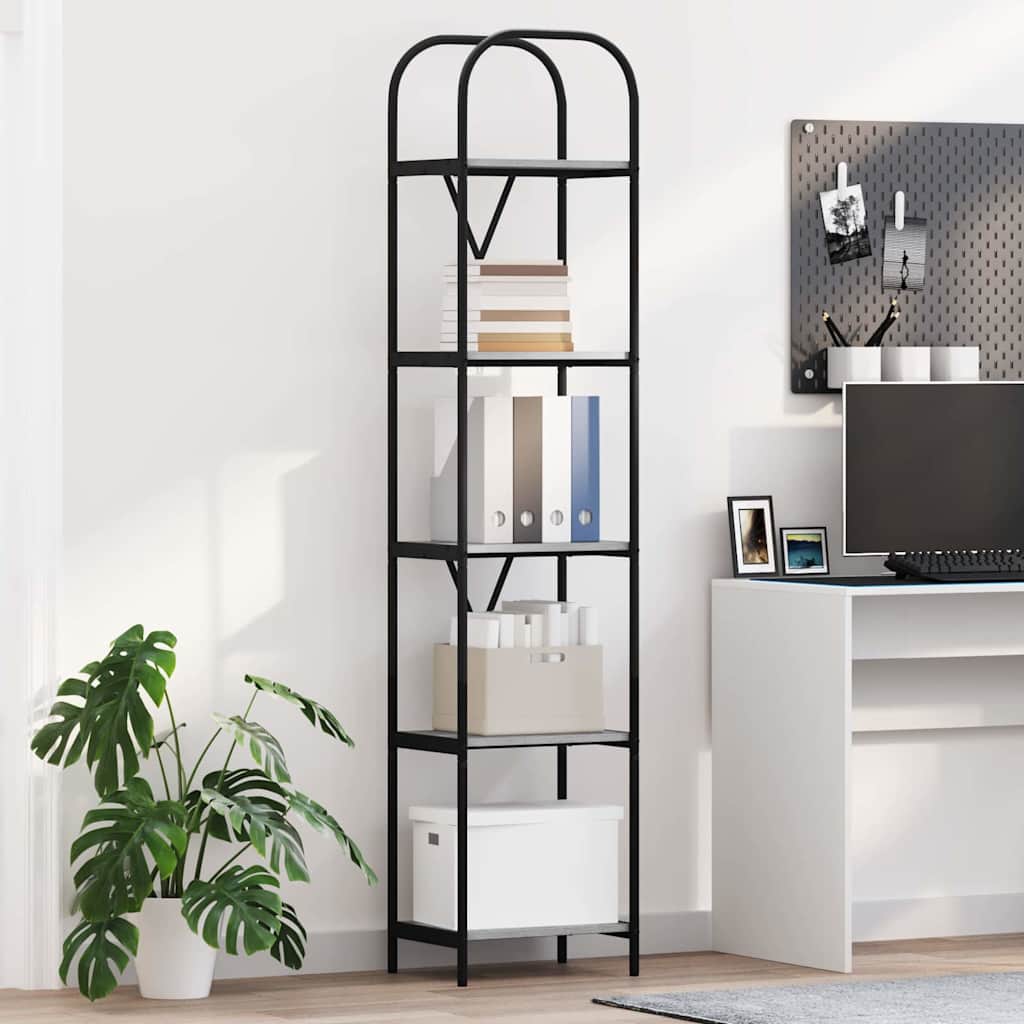 vidaXL Bogreol 5 niveauer 40 x 30 x 183 cm Konstrueret træ Grå Sonoma