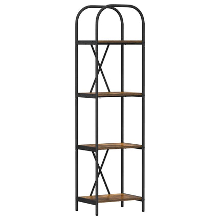 Bogreol 4 niveauer 40 x 30 x 146 cm Konstrueret træ Røget eg