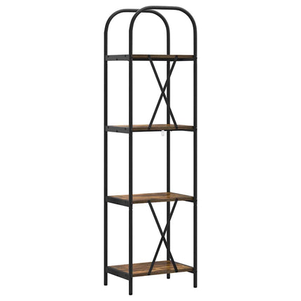 Bogreol 4 niveauer 40 x 30 x 146 cm Konstrueret træ Røget eg