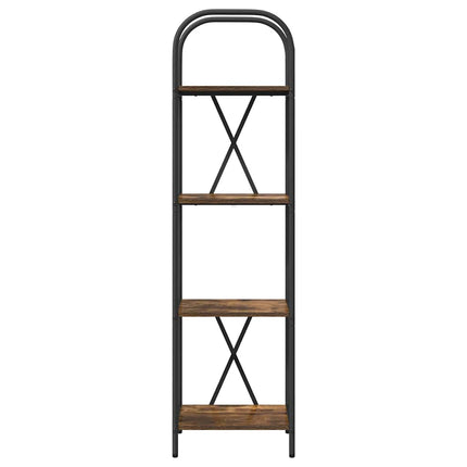 Bogreol 4 niveauer 40 x 30 x 146 cm Konstrueret træ Røget eg