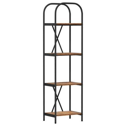 Bogreol 4 niveauer 40 x 30 x 146 cm Konstrueret træ Gammelt træ
