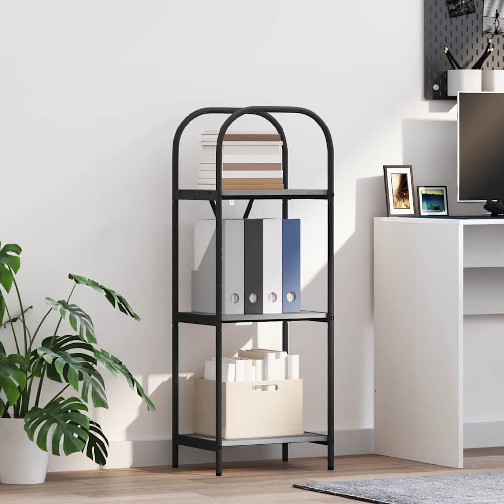 vidaXL Bogreol 3 niveauer 40 x 30 x 109 cm Konstrueret træ Grå Sonoma