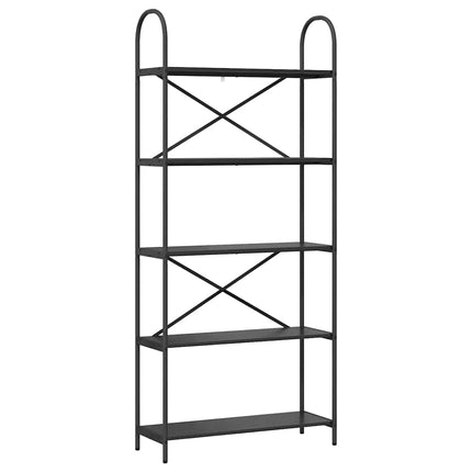 Bogreol 5 niveauer 80 x 30 x 183 cm Konstrueret træ Sort eg