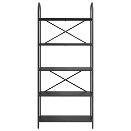 Bogreol 5 niveauer 80 x 30 x 183 cm Konstrueret træ Sort eg