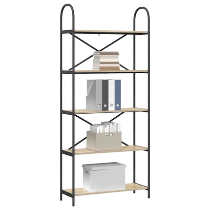 Bogreol 5 niveauer 80 x 30 x 183 cm Konstrueret træ Sonoma eg