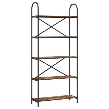 Bogreol 5 niveauer 80 x 30 x 183 cm Konstrueret træ Røget eg