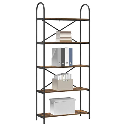 Bogreol 5 niveauer 80 x 30 x 183 cm Konstrueret træ Røget eg