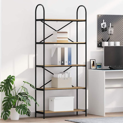 Bogreol 5 niveauer 80 x 30 x 183 cm Konstrueret træ
