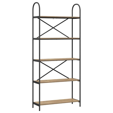 Bogreol 5 niveauer 80 x 30 x 183 cm Konstrueret træ
