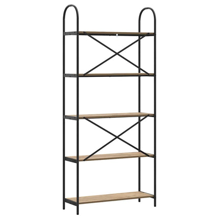 Bogreol 5 niveauer 80 x 30 x 183 cm Konstrueret træ