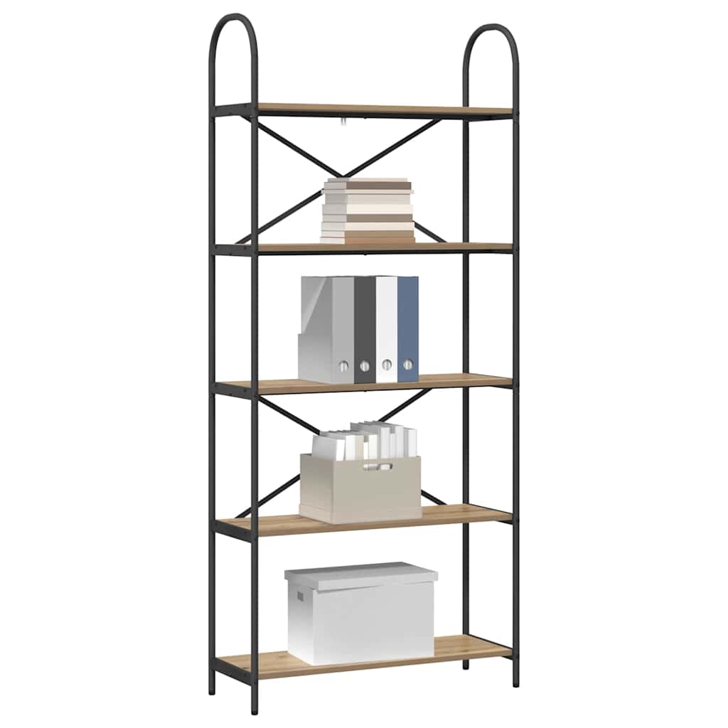 Bogreol Artisan Egetræ 80 x 30 x 183 cm Konstrueret træ billede