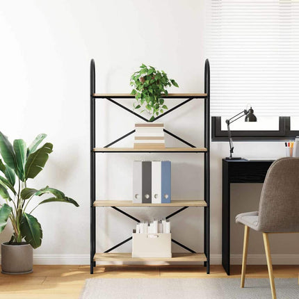 Bogreol 4 niveauer 80 x 30 x 146 cm Konstrueret træ Sonoma eg