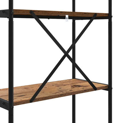 Bogreol 4 niveauer 80 x 30 x 146 cm Konstrueret træ Gammelt træ