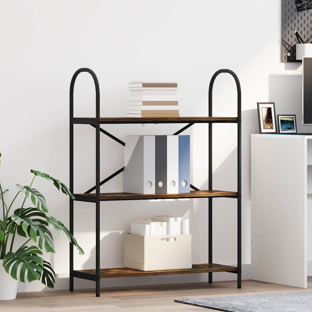 vidaXL Bogreol 3 niveauer 80 x 30 x 109 cm Konstrueret træ Røget eg