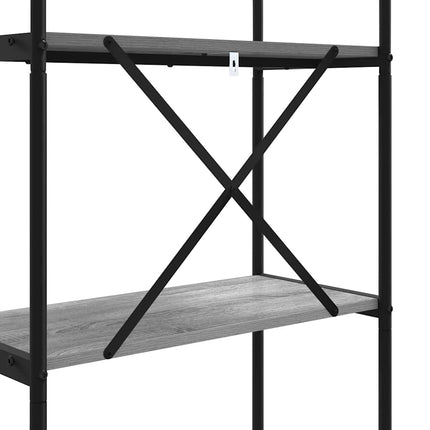 Bogreol 3 niveauer 80 x 30 x 109 cm Konstrueret træ Grå Sonoma
