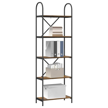 Bogreol 5 niveauer 60 x 30 x 183 cm Konstrueret træ Røget eg