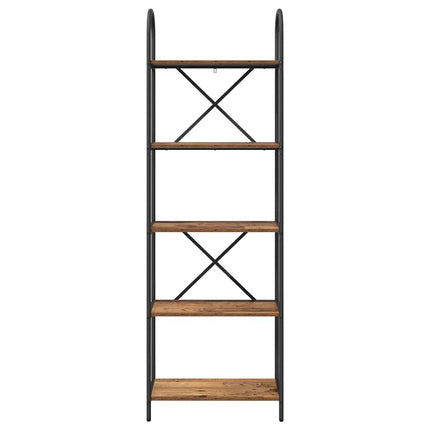 Bogreol 5 niveauer 60 x 30 x 183 cm Konstrueret træ Gammelt træ