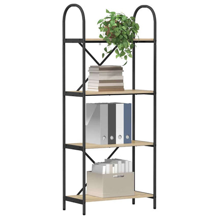 Bogreol 4 niveauer 60 x 30 x 146 cm Konstrueret træ Sonoma eg