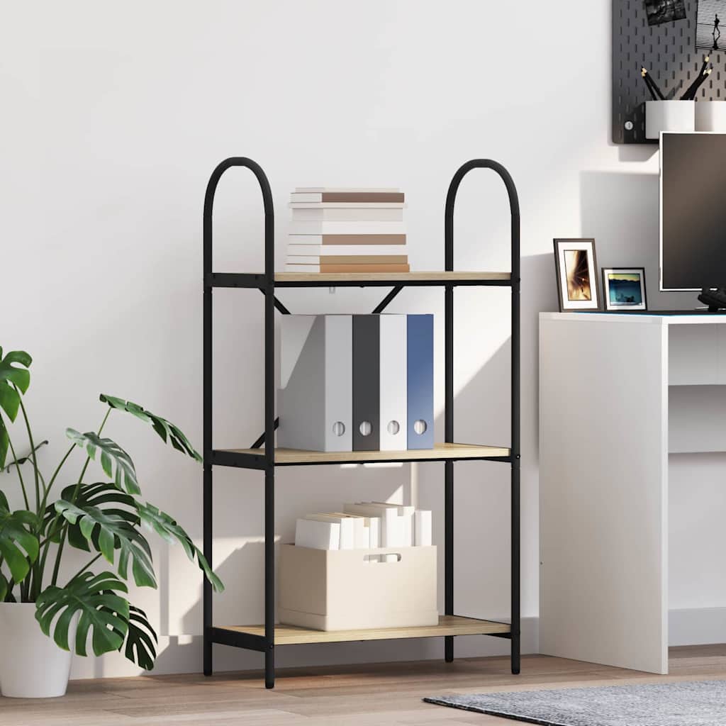 Bogreol i sonoma eg 60 × 30 × 109 cm - konstrueret træ med sort stålramme