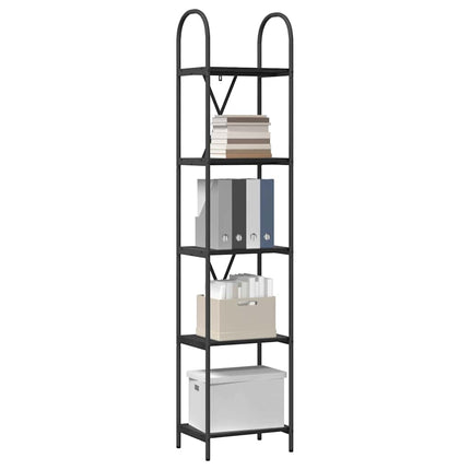 Bogreol 5 niveauer 40 x 30 x 183 cm Konstrueret træ Sort eg