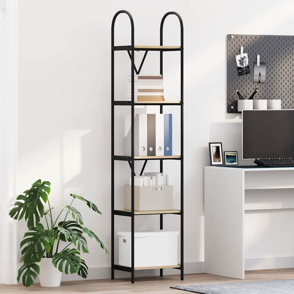 Bogreol i sonoma eg 40 × 30 × 183 cm - konstrueret træ med sort stålramme