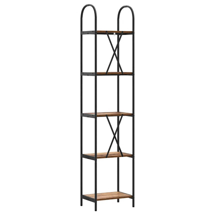 Bogreol 5 niveauer 40 x 30 x 183 cm Konstrueret træ Gammelt træ