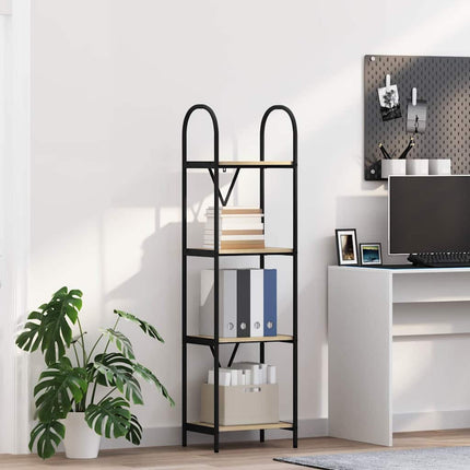 Bogreol 4 niveauer 40 x 30 x 146 cm Konstrueret træ Sonoma eg