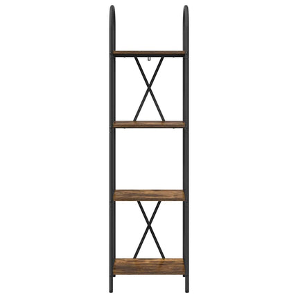Bogreol 4 niveauer 40 x 30 x 146 cm Konstrueret træ Røget eg