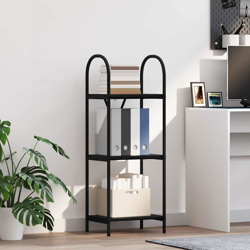 Bogreol i sort eg - 40 × 30 × 109 cm - konstrueret træ og stål