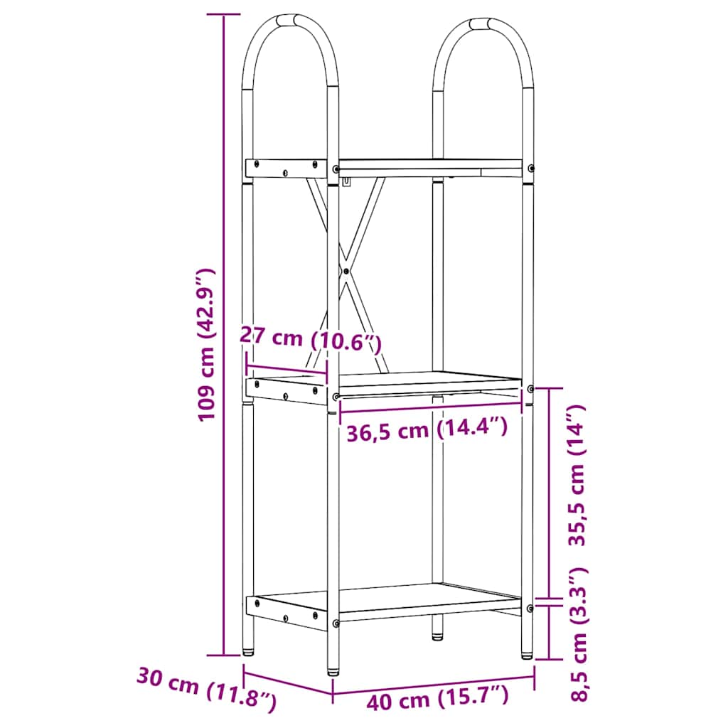 Bogreol Gammelt træ 40 x 30 x 109 cm Konstrueret træ