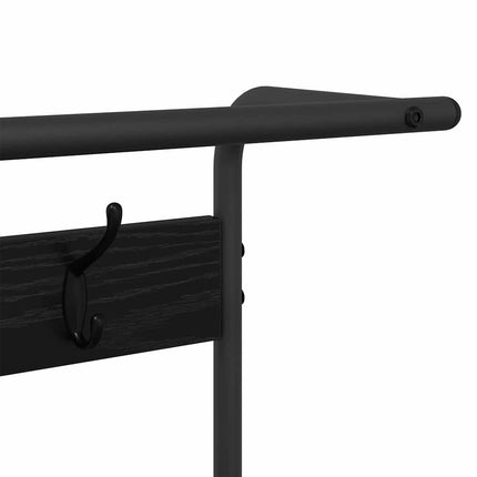 Jakkeholder med hylde Sort eg 75 x 34 x 184 cm Konstrueret træ