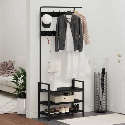 Jakkeholder med hylde Sort eg 75 x 34 x 184 cm Konstrueret træ